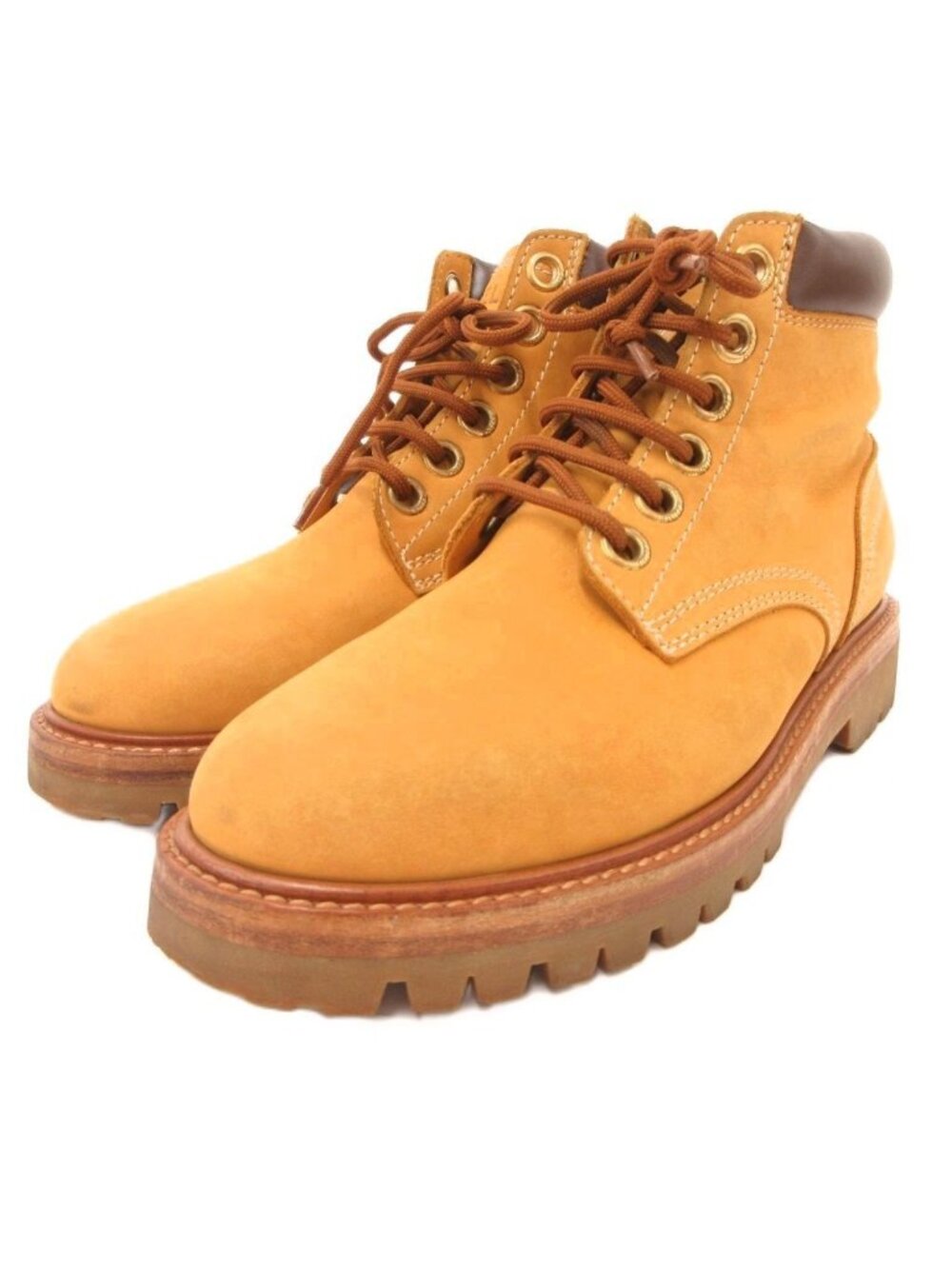 Celine Lace Up Boots Shoes Suede Leather 38 Yellow Brown - Picture 1 of 9